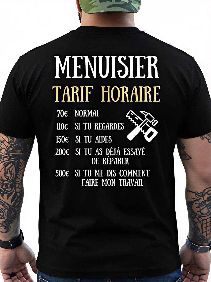 – Cadeau humoristique pour les travailleurs de la construction, convient aux bâtisseurs et aux charpentiers, vêtement de travail avec texte audacieux, t-shirt décontracté lavable en machine pour les artisans, vêtements de travail de la construction pour toutes les saisons. - Noir - Voir 1
