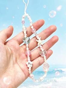 1 Pc DIY Sea Shell Mobile Phone Chain - Sea Star Love Mobile Phone Hanger - Camera Bag Keychain Hanger - Anti-Detachment Rope - Gift For Mother, Family, Friends On Birthdays And Festivals - Mobile Phone Decoration, Mobile Phone Chain - Multicolor - View 2