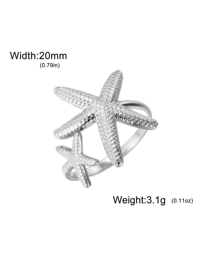 LIKGREAT 1 buah Cincin Terbuka Bentuk Bintang Laut dari Baja Tahan Karat untuk Wanita, Aksesori Minimalis Serbaguna Unisex, Aksesori Unik dan Indah untuk Pemakaian Sehari-hari, Hadiah yang Bagus - Seri Samudera - View 13