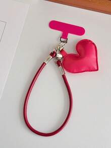 Ins Fashion Creative Leather Heart-Shaped Bag Charm, Heart Keychain, Phone Case Strap, Couple Backpack Pendant, Suitable For Phone Lanyard, CCD Camera Hanging Chain, Bag Decoration, Creative Anti-Loss Wrist Strap - Multicolor - View 8