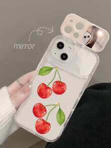 1pc Transparent TPU Flower Phone Case With Mirror Stand Compatible With 11 12 13 14 12ProMax 13ProMax 14ProMax 15 15PRO 15PROMAX 16 16Pro 16Promax 17 17Pro 17Promax - Multicolor - View 4