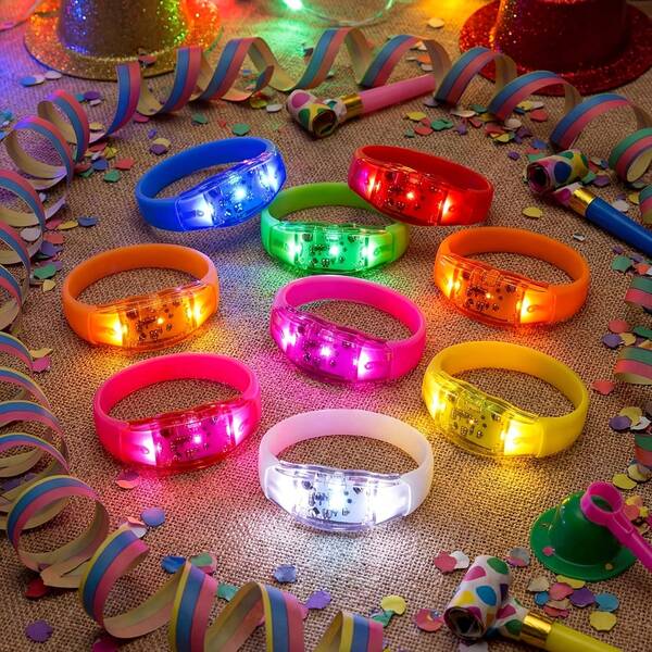 Pulseira LED com Ativação por Som, Efeito Piscante ao Ritmo da Música, Acessório Luminoso Ideal para Festas, Formaturas e Aniversários