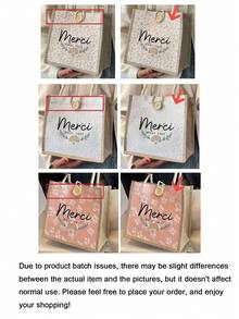 Teacher Print Linen Tote Bag, Teacher Appreciation Handbag, Teacher's Day Gift, Reusable Printed Tote Bag, Suitable For Commuting And School, Back To School - Multicolor - View 11