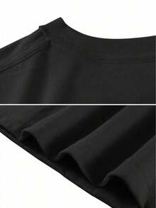 Camiseta americana de algodón de manga corta estilo Y2K con estampado gráfico rojo a doble cara.Estilo retro deportivo para parejas, ideal para el verano. - Negro - Ver 5