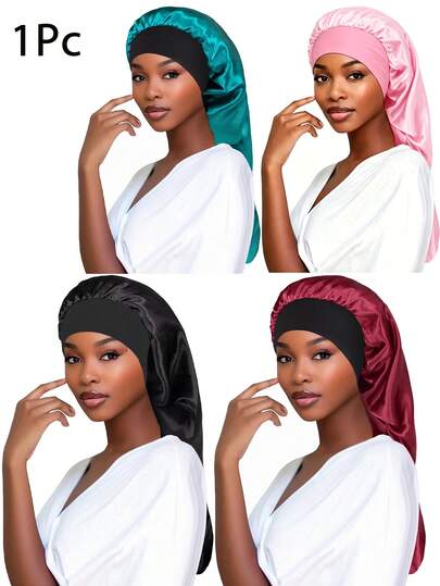1 pieza Gorro de dormir largo para mujer, gorro de protección para el cabello nocturno, tamaño grande para cabello trenzado y rizado, gorro de dormir suave y liso, gorros de satén elegantes