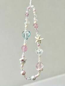 1 Pc DIY Sea Shell Mobile Phone Chain - Sea Star Love Mobile Phone Hanger - Camera Bag Keychain Hanger - Anti-Detachment Rope - Gift For Mother, Family, Friends On Birthdays And Festivals - Mobile Phone Decoration, Mobile Phone Chain - Multicolor - View 3