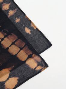 1 pièce - Écharpe hijab courte à teinture tie-dye - Foulard léger vintage pour femmes, parfait pour les vacances, la plage & la photographie de voyage - brunâtre noir - Voir 6