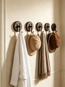 1/2/4-Piece Walnut Wood Door Hooks, Bathroom Towel Racks, Creative Coat Hooks (With Adhesive Backing, No Drilling Required) Home Decor Hooks, Solid Wood (Note: Only Suitable For Everyday Bathroom Items; Do Not Hang Heavy Objects, Or They Will Fall). - Multicolor - View 8