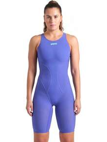 Arena Arena Women's Powerskin Impulso Kneeskin Swim Racing Suit Open Back Short Leg Traje de baño de una Sola Pieza Mujer - Rosa impactante/verde agua - Ver 11