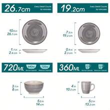 Set Of 16 Handcrafted Stoneware Plates For Dining, Serves Four - Mix - View 4