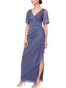 Alex Evenings - Vestido Largo para Madre de la Novia con Mangas voladas para Mujer con Cintura Imperio Fruncido (Tallas pequeñitas y Normales) - Salvia de hielo - Ver 22