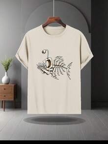 Fashionable Print Men'S Round-Neck Short-Sleeve Shirt with a Cool Street Style, Suitable for Young People Who Seek Individuality And Avant-Garde - Bianco - Visualizzare 8