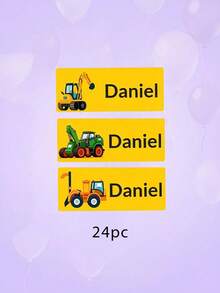 Custom Engineering Excavator Name Stickers Labels,Custom Text Excavator Tractor Pattern,Stickers For Boys Lunchbox Water Bottle Back To School Decor - Multicolor - View 7