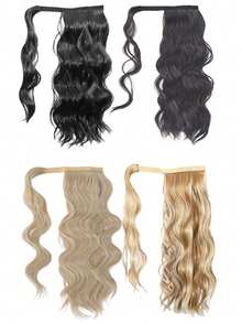 Synthetic Ponytail Extension, 18" Wrap Around Ponytail Hair Extensions Wavy Curly Clip In Pony Tails Hairpieces For Women, Halloween - Multicolor - View 5