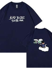 Camiseta de moda Harajuku Summer Singerjunior H Sad Boy para hombre y mujer, informal, versátil, de manga corta. - Negro - Ver 8
