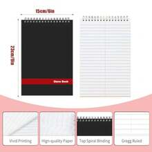 10 Pack Top Spiral Notebooks, 6" X 9" Mini Spiral Steno Pads White Paper Gregg Rule, 80 Sheets Steno Notebooks With Black Covers For School, University, College, Office, Home - one-size - View 3