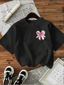 Camiseta de verano estampada de manga corta para mujer, top para mujer, tejido de algodón puro, corte regular.blusas para mujer playeras de mujer blusas casuales para dama conjuntos de mujer - Negro - Ver 2