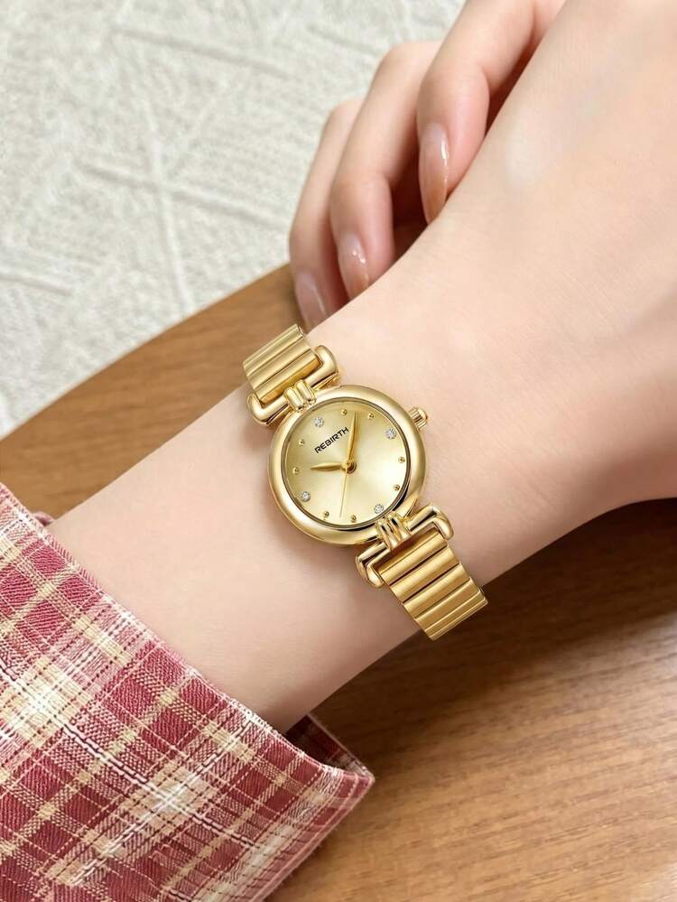 1pc Women's Small Delicate Casual Versatile Minimalist Quartz Watch Suitable For Daily Wear - Gold - View 5