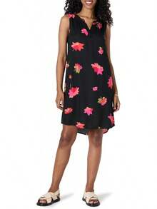 Essentials Mujer Vestido  Tela sin Mangas - Flores negras y rosas - Ver 8