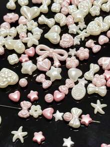 Pearl Colored Bow, Heart Five Pointed Star Mixed Style, DIY Handmade Bead Bracelet, Necklace, Bag Accessories Wholesale - Multicolor - View 5