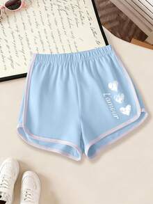 3pcs/Set Celana Pendek Olahraga Anak Perempuan Motif Hati Lucu, Celana Pendek Kasual Musim Panas yang Lembut & Nyaman, Cocok untuk Anak Perempuan yang Lebih Besar - MultiWarna - View 3