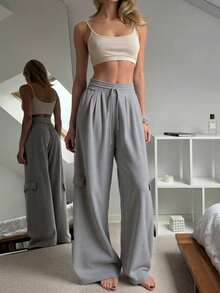 Lasy Women's Knitted Wide Leg Pants, Versatile Comfortable Sports Casual Pants, Perfect Choice For Daily Commute. - Grey - View 5