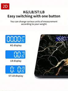 High Precision Digital Bathroom Scale, Electronic Weight Scale, Accurate, Easy To Read, Large Capacity, With Backlit High Definition LCD Display, 400 Lbs Capacity, Switchable Between Kg/Lb/St - A - View 6