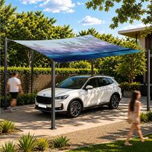 1pc Blue-Purple Gradient Sunshade Canopy, Modern Style, Colorful, Large Size, UV Protection, Sturdy & Durable, Easy Installation, Suitable For Beach, Garden, Patio, Includes Rope - Multicolor - View 3