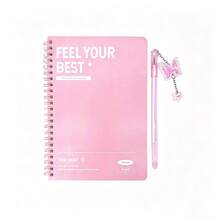 2pcs (Pink Notebook + Butterfly Pen Set), 60/120 Pages Per Book, A5 Spiral Bound Notebook, College Ruled, 7mm Thick Cardboard Cover, 6 Colors Available, Study Notes, Diary, Writing, Back To School Office Supplies, Large Capacity, Minimalist Fashion, Multi-Color Options, Suitable For Students, Women, Office Workers, Home, Summer, Autumn Use, Stationery Gift. - A5 - View 11