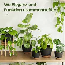 6er Set schwarze selbstbewässernde Blumentöpfe mit Untersetzer, 6 Größen 12,7–20,3 cm, Anzuchtkästen für Zimmerpflanzen Fensterbankdekoration - 6 Stück - Übersicht 3