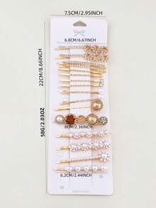 16pcs Vintage Pearl Rhinestone Hair Clips Set Elegant Gold Barrettes Women Daily Wedding Hair Accessories - Multicolor - View 2