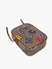 Michael Kors Tas Selempang Jet Set Medium dengan Logo Tanda Tangan Tercetak untuk Wanita, Tas Dompet Ponsel NS CHAIN XBODY untuk Belanja atau Bepergian - Unta - View 2
