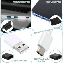 柔軟矽膠 USB 防塵塞保護蓋，相容 USB A 公頭、USB A 母頭與 USB Type C 充電孔，阻擋灰塵與碎屑以保護裝置充電孔 - 彩色 - 查看 6