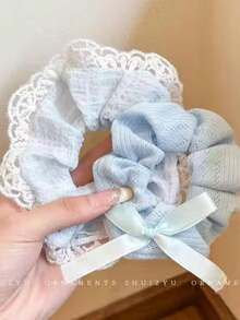3pcs Women's Ball Hair Ties, Fresh Style Oversized Floral Fairy Elegant Hair Scrunchies, Back To School - Multicolor - View 9