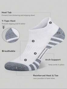 3/5/10/12/15/30 Pairs Of Men's Thickened Ankle Socks, Sports Running Socks, Low-Cut Casual Sports Socks, Ankle Socks, Unisex, Men's Boat Socks, Men's - Multicolor - View 4