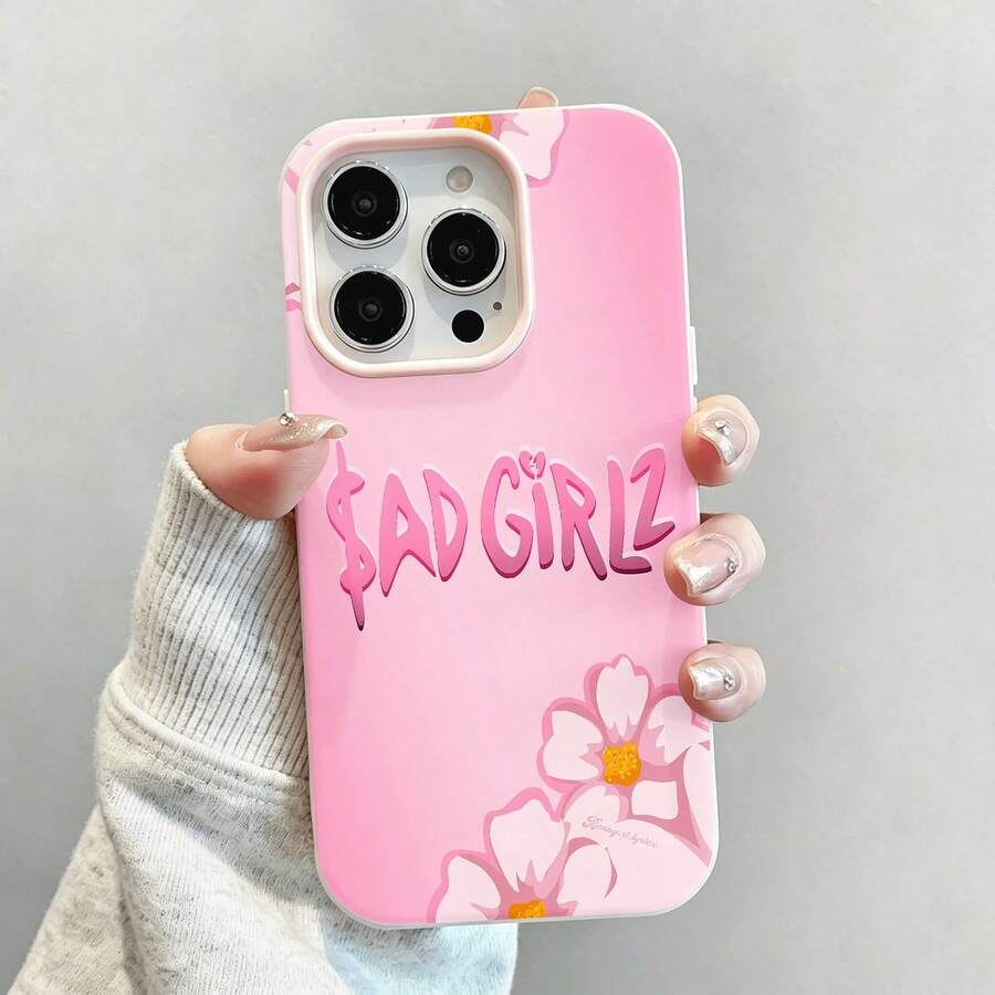 Tema floral rosa de Sad Girlzfunda de teléfono Fundas compatibles con ,Apple,VIVO,OPPO,,, y Honor.Fabricadas en silicona TPU,ofrecen protección contra golpes y caídas. - Rosa - Ver 1