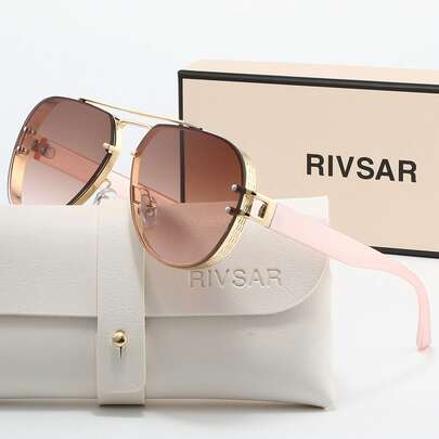 Rivsar Fashion Women's Sunglasses, Women's Cat Eye Double Bridge Sunglasses, Lightweight Durable Comfortable Fit, Elegant Vintage Minimalist Versatile Fashion Frame, Suitable For Driving, Outdoor, Travel, Party, Photography, Casual, Beach, Music Festival, Outing, Vacation, Golf, Hiking, Fishing, Sports, Street, Styling, Unisex Daily And Special Occasion Elegant Accessory, Birthday, Valentine's Day, Summer, World Cup, High-End Brand Counter Gift Box Set, Ideal Men's And Women's Gift Holiday Present, Summer Set.