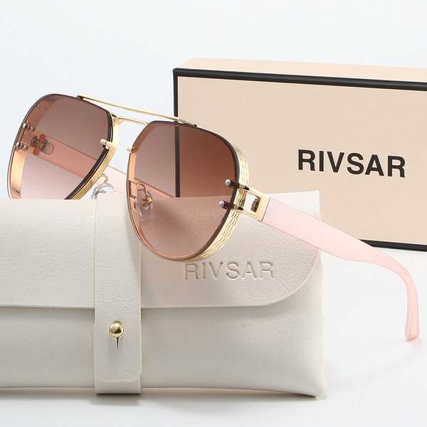Rivsar Fashion Women's Sunglasses, Women's Cat Eye Double Bridge Sunglasses, Lightweight Durable Comfortable Fit, Elegant Vintage Minimalist Versatile Fashion Frame, Suitable For Driving, Outdoor, Travel, Party, Photography, Casual, Beach, Music Festival, Outing, Vacation, Golf, Hiking, Fishing, Sports, Street, Styling, Unisex Daily And Special Occasion Elegant Accessory, Birthday, Valentine's Day, Summer, World Cup, High-End Brand Counter Gift Box Set, Ideal Men's And Women's Gift Holiday Present, Summer Set.