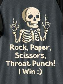 Women's Halloween Costumes Casual Nightgown With Skull And Letter Print - Comfortable Raglan Sleeves, Wearing Alone Or At Home,Fall Style - Multicolor - View 3