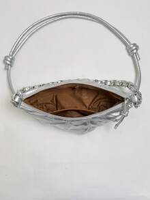 Bolso de mujer 2026 nueva moda estilo croissant dumpling, bolso para teléfono, bolso de hombro, bolso cruzado pequeño - Plateado - Ver 11