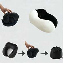 Memory Foam U-Shaped Travel Neck Pillow, Portable Airplane Sleep Neck Support Pillow With Black Storage Bag - Multicolor - View 2