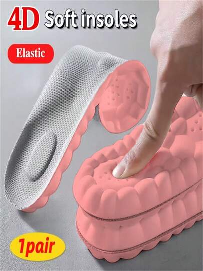 4D Latex Sport Insoles Oranger Soft High Elasticity Shoe Running Sole Arch Support Inserts Unisex 1pair