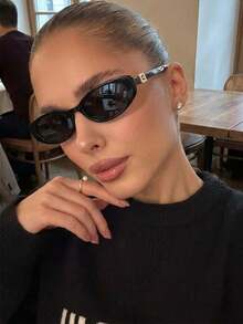 1 Pair Women's Cat Eye Small Frame Personalized Retro Decorated Temples Fashionable Versatile Street Style High-End Chic Fashion Glasses - Multicolor - View 8