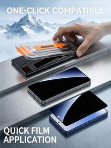 2pcs Anti-Peeping Dust-Free Tempered Glass Screen Protector, One-Click Dust Removal Installation, Office/Subway Privacy Protection, Compatible With Samsung Galaxy S26 A57/ 15T Poco M7 X7/ 17 Pro Max Series, Explosion-Proof, Scratch-Resistant, Anti-Peeping Phone Screen Protector, Smooth Oleophobic Layer, Auto-Adsorption, Easy Installation - Black - View 6