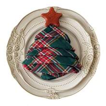 12 Christmas Tartan Plaid Cloth Napkins - Perfect For Holiday Lunches, Brunches, And Dinner Parties, Reusable, And Washable - Size 17X17 In Red And Green - Green Plaid - View 1