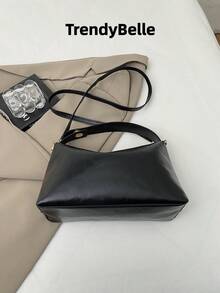 Bolso de mano de moda de unicolor para mujer, bolso de hombro, bolso bandolera - Negro - Ver 6