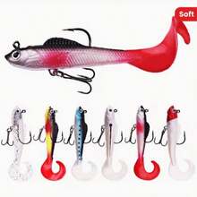 Umpan Lunak Bass Lead Head Hook, 6 Paket 6 Warna Umpan Plastik, Cocok Untuk Memancing di Air Asin/Air Tawar - MultiWarna - View 2