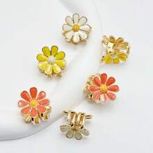 迷你琺瑯雛菊髮夾，金邊彩色花朵髮爪，可愛小尺寸女款髮夾，可固定瀏海與側髮，清新百搭日常與度假髮飾 - 小菊花 - 查看 7