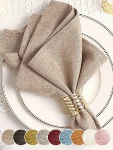 Servilletas de tela de unicolor minimalista moderno, resistentes a las arrugas y lavables, adecuadas para bodas, fiestas, banquetes, decoración de mesa de comedor en el hogar, decoración diaria del hogar, fáciles de dar forma - Multicolor - Ver 2