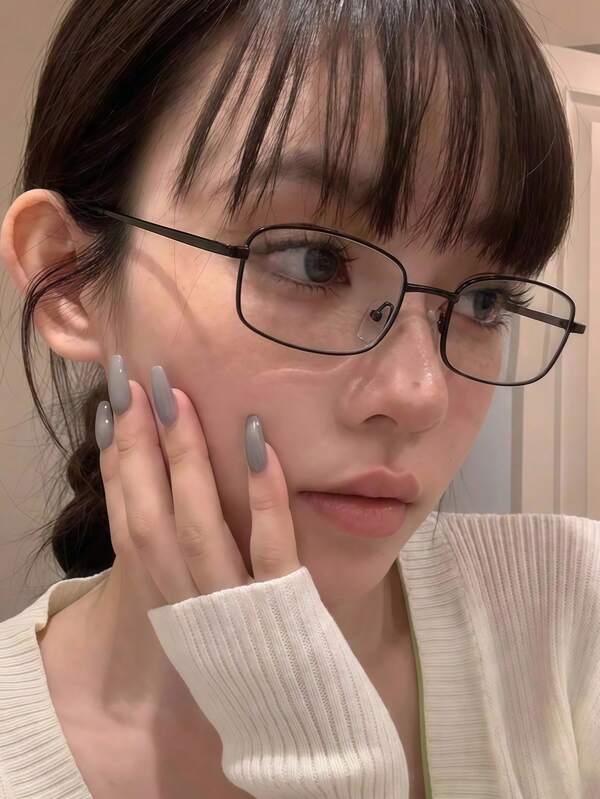 1副復古長方形框架Y2K日常眼鏡，中性金屬全框裝飾鏡片，輕量舒適時尚配件，眼鏡框，高品質女款眼鏡